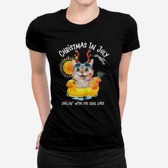 Funny Cat, Christmas In July, Cat Lovers Women T-shirt | Crazezy