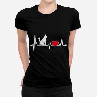 Funny Cat Heartbeat - Cat Lovers Gifts For Men Women - Girls Raglan Baseball Tee Women T-shirt | Crazezy