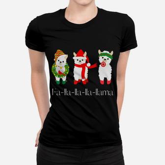 Funny Christmas Llama Fa La Lla Holiday Cute Women T-shirt | Crazezy