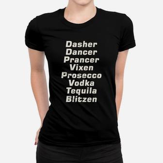 Funny Christmas Shirt Dasher And Dancer Vodka Reindeer Women T-shirt | Crazezy AU