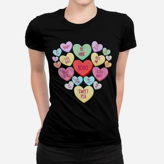 Funny Couple Valentines Day Heart Candy Conversation Women T-shirt - Monsterry DE