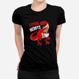 Funny I Steal Hearts Dino Dinosaur T Rex Valentines Day Boys Women T-shirt - Monsterry
