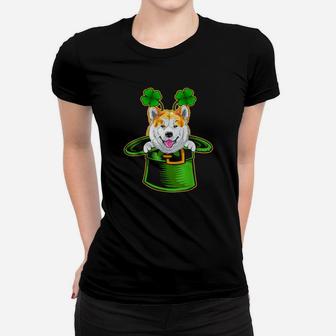 Funny Irish Leprechaun Hat Akita Dog St Patrick's Day Women T-shirt - Monsterry