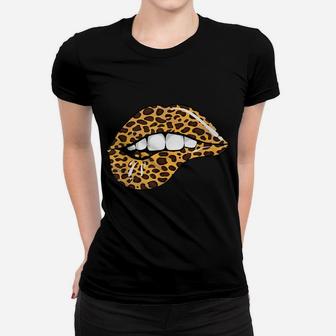 Funny Leopard Lips | Cool Women Mouth Cheetah Lipstick Gift Women T-shirt | Crazezy DE