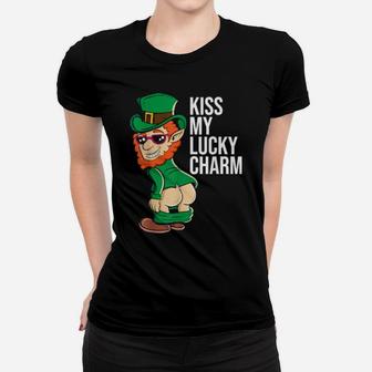 Funny Leprechaun Kiss My Lucky Charm St Patrick's Day Irish Women T-shirt - Monsterry