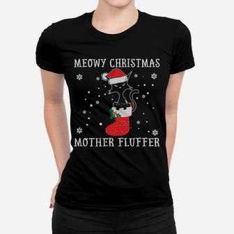 Funny Meowy Catmas Mother Fluffer Christmas Xmas Gifts Sweatshirt Women T-shirt | Crazezy UK