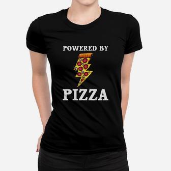 Funny Powered By Pizza Gift Kids Men Women Cool Pizza Lover Women T-shirt | Crazezy