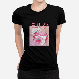 Funny Retro 90S Japanese Kawaii Strawberry Milk Shake Carton Women T-shirt | Crazezy CA