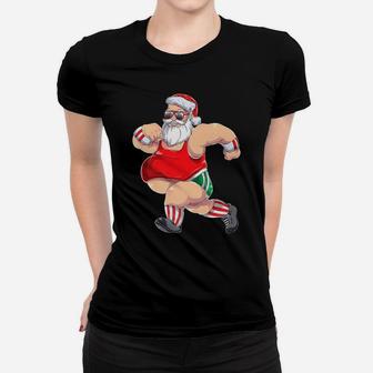 Funny Running Santa Christmas Gift Run Jogging Marathon Women T-shirt | Crazezy UK