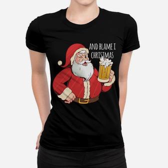 Funny Santa Clause Let's Get Fat And Drunk Funny Christmas Women T-shirt | Crazezy