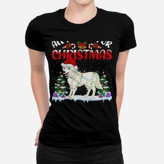 Funny Santa Hat All I Want For Christmas Is A Arctic-Wolf Women T-shirt | Crazezy AU