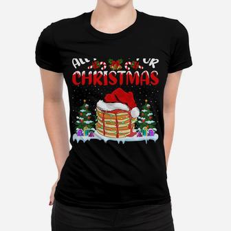 Funny Santa Hat All I Want For Christmas Is A Pancake Sweatshirt Women T-shirt | Crazezy