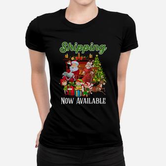 Funny Santa Mrs Claus With Elves Shipping Now Available Women T-shirt - Monsterry