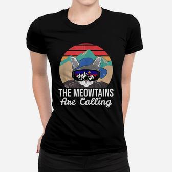 Funny Ski Cat Lovers The Meowtains Are Calling Retro Skiing Women T-shirt | Crazezy UK