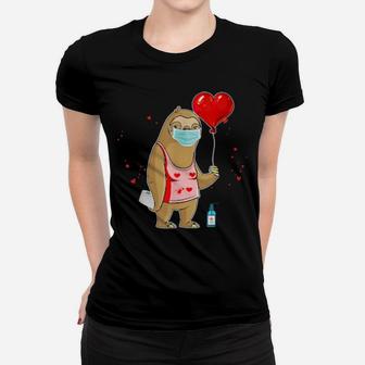 Funny Sloth Valentines Day For Girls Heart Women T-shirt - Monsterry