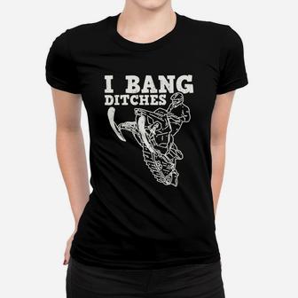 Funny Snowmobile Rider I Bang Ditches Snowmobiling Racer Women T-shirt | Crazezy