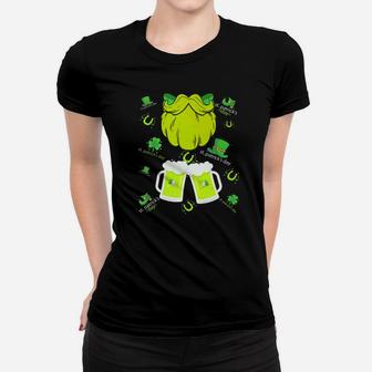 Funny St Patricks Day Green Beard And Beer Women T-shirt - Thegiftio UK