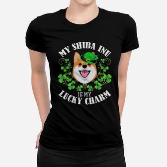 Funny St Patricks Day My Shiba Inu Is My Lucky Charm Women T-shirt - Monsterry