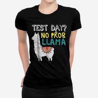 Funny Test Day Llama Teacher Exam Testing T-Shirt Teaching Women T-shirt | Crazezy