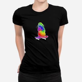 Funny Tiedye Hamster Guinea Pig Animal Skateboarding Women T-shirt | Crazezy