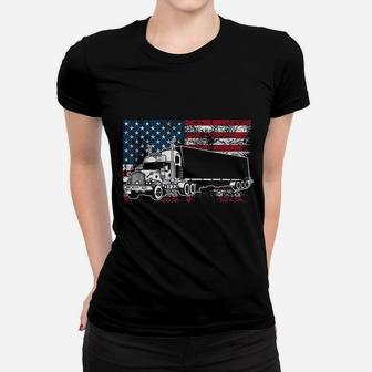 Funny Truck Driver American Flag 4Th Of July Trucker Gift Women T-shirt | Crazezy
