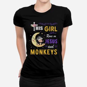 Funny Watercolor Girl Run On Jesus And Monkeys Women T-shirt - Monsterry UK