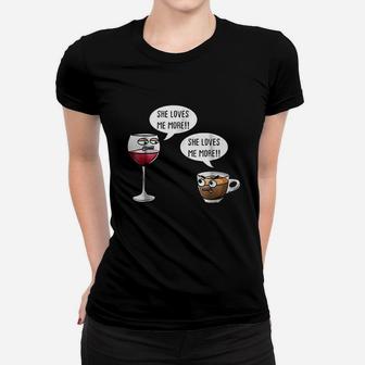 Funny Wine Vs Coffee Women T-shirt | Crazezy UK