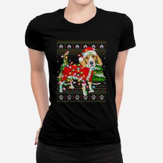 Funny Xmas Lighting Ugly Santa Beagle Christmas Sweatshirt Women T-shirt | Crazezy DE