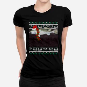 Funny Xmas Santa Hat Speckled Trout Ugly Christmas Women T-shirt | Crazezy