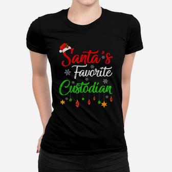 Funny Xmas Santa's Favorite Custodian Christmas Women T-shirt | Crazezy CA