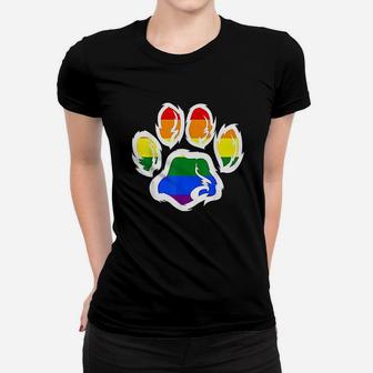 Furry Pride Rainbow Fursuit Dog Paw Print Lgbt Women T-shirt | Crazezy CA