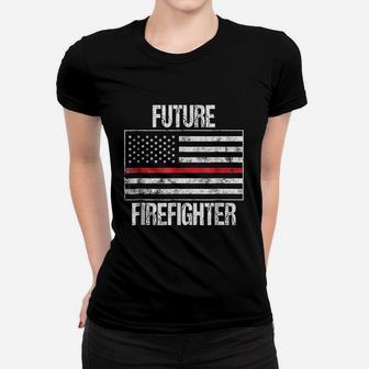 Future Firefighter Us Red Line Flag Fireman Women T-shirt | Crazezy