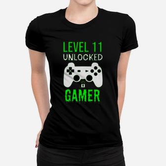 Gamer 11Th Birthday Funny Gift - Level 11 Unlocked Gamer Women T-shirt | Crazezy