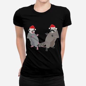 Garbage Gang Opossum Raccoon Santa Claus Merry Trashmas Gift Women T-shirt | Crazezy