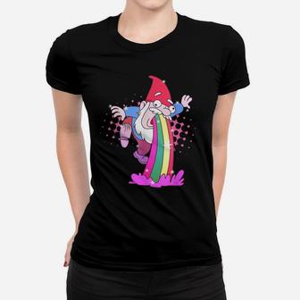 Garden Gnome Gift Shirt Rainbow Puking Gardening Gnome Tee Women T-shirt | Crazezy