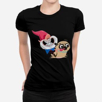Garden Gnome Riding A Pug Like A Thug Women T-shirt | Crazezy