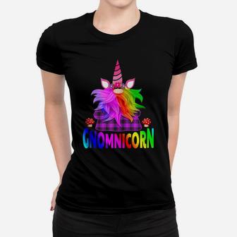 Garden Gnome Unicorn Gnomnicorn Funny Mushroom Buffalo Plaid Women T-shirt | Crazezy CA