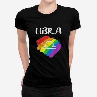 Gay Pride Libra Birthday Lgbt October Rainbow Flag Gift Women T-shirt | Crazezy CA