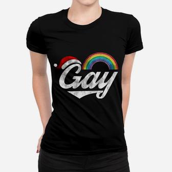 Gay Santa Rainbow Lgbt-Q Pride X-Mas Holiday Christmas Gifts Sweatshirt Women T-shirt | Crazezy