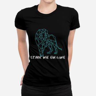 Geometrisches Löwen-Print Frauen Tshirt, Motiv Stark wie ein Löwe - Seseable