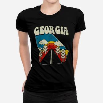 Georgia Vintage State Rainbow Hippie Retro 70S Map Women T-shirt | Crazezy