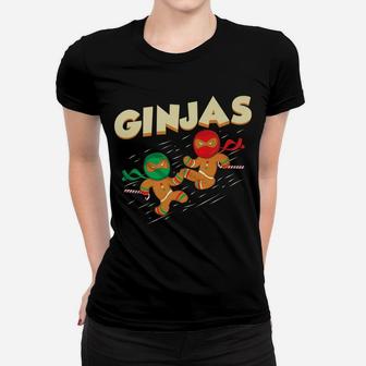 Ginjas Fighting Gingerbread Man Gift Ninja Cookie Christmas Women T-shirt | Crazezy