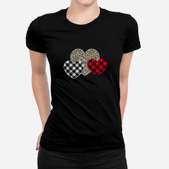 Girls Valentines Day Hearts Love Leopard Plaid Women T-shirt - Monsterry UK