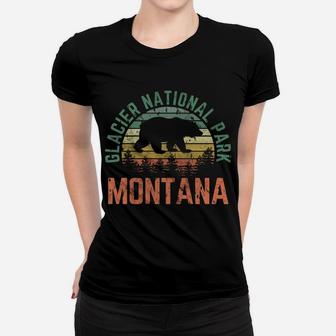 Glacier National Park Montana Bear Nature Outdoors Vintage Women T-shirt | Crazezy