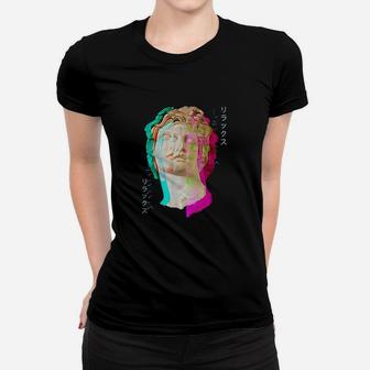 Glitch Greek Statue Retrowave Synthwave Aesthetic Women T-shirt | Crazezy