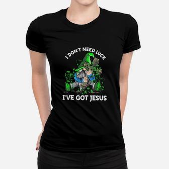 Gnomes I Dont Need Luck Ive Got Jesus Women T-shirt - Monsterry