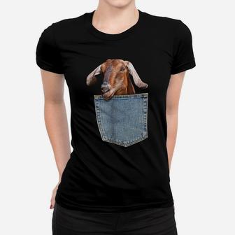 Goat Pocket Baby Goat Peeking Funny Goat Tee Shirt Animal Women T-shirt | Crazezy