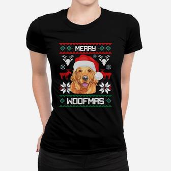 Golden Retriever Merry Woofmas Sweatshirt Dog Christmas Women T-shirt | Crazezy