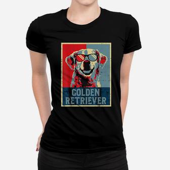 Golden Retriever Obama Poster Vintage Dog Owner Women T-shirt - Monsterry