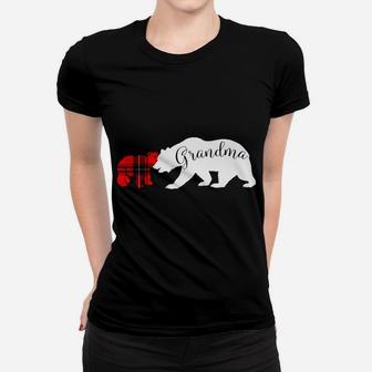 Grandma Bear Hoodie Red Plaid Cub Mom Christmas Ladies Gift Women T-shirt | Crazezy
